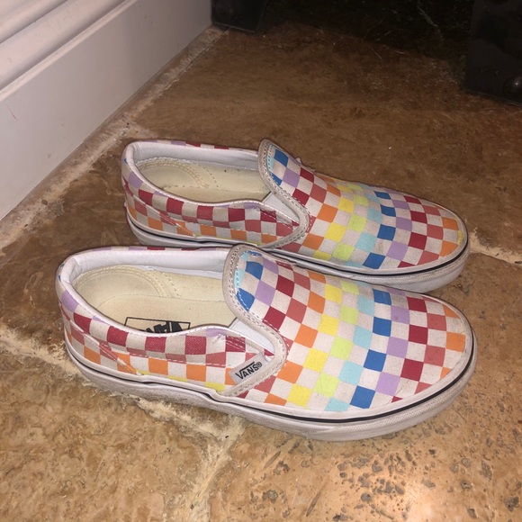 VANS colorful checkered slip-ons ~ Size 3 - Picture 3 of 6